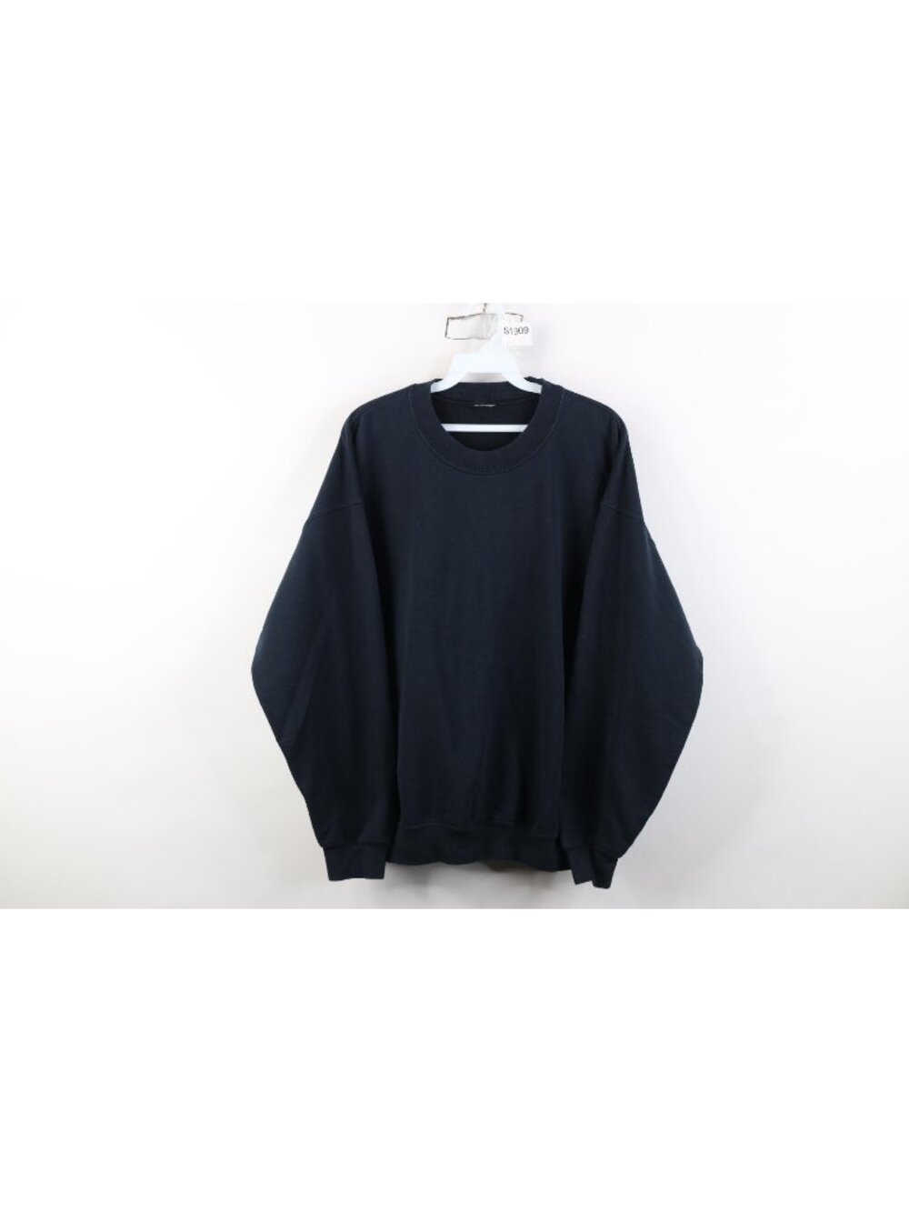 Vintage 90s Streetwear Mens Large Faded Blank Boxy Crewneck Sweatshirt Black